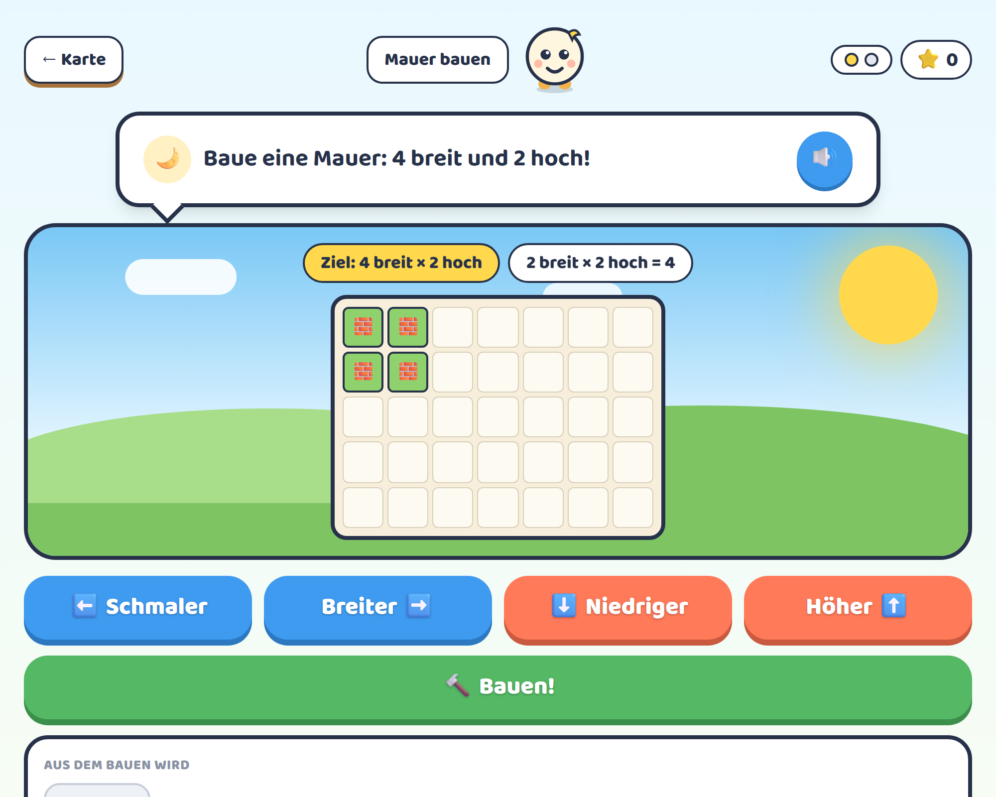 Meoluna-Lernwelt zum Thema Zeitformen des Verbs – Bau- und Formen-Welt